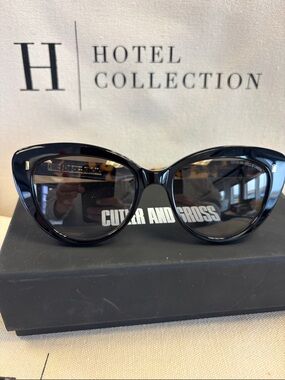 Cutter and Gross Women's Black Cat-Eye Sunglasses